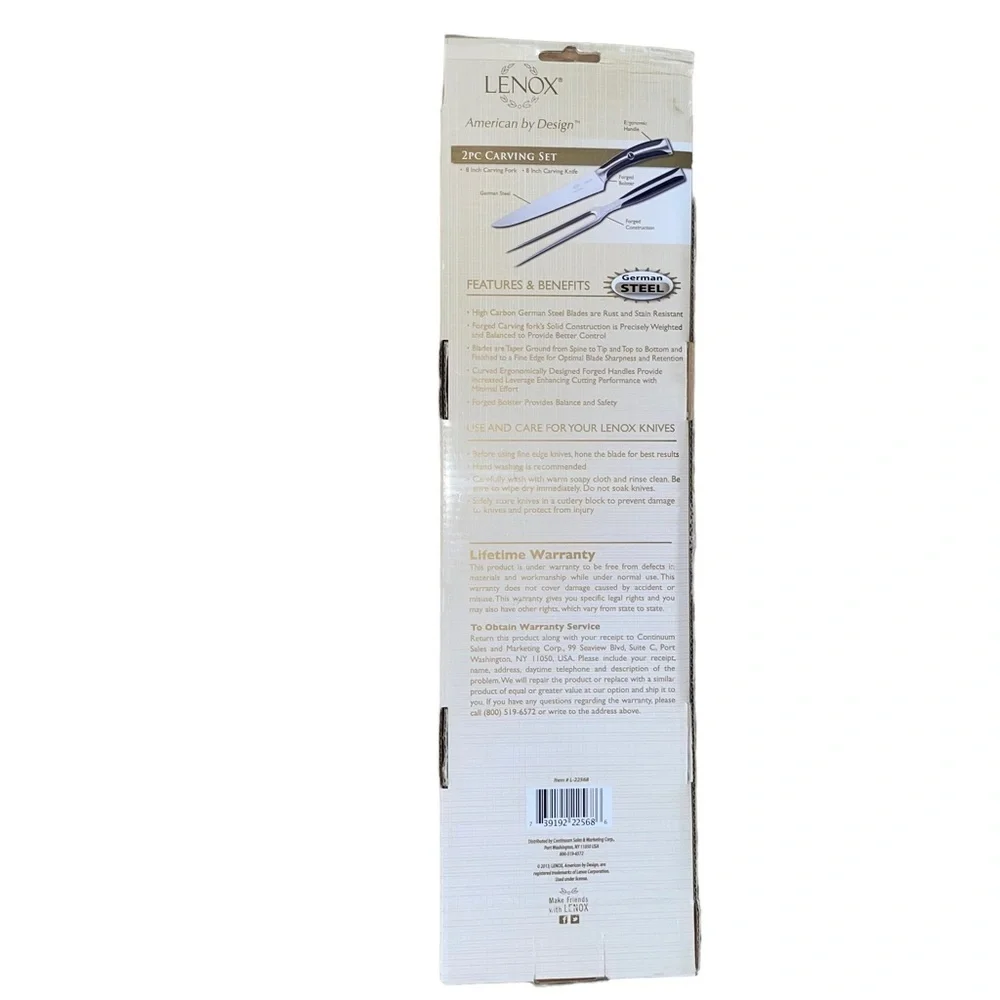 Lenox | 2 piece Carving set, high carbon German steel, Knife and Fork